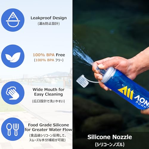Azarxis TPU Soft Flask Collapsible Water Bottles BPA-Free 250ml 350ml 500ml for Hydration Vest Pack Running Hiking Cycling Climbing - color: 500ml - 1 Pack