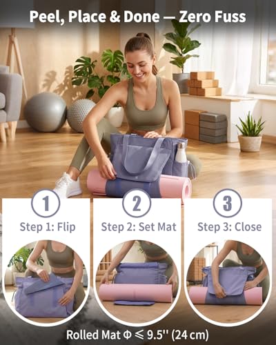sportsnew Yoga Mat Bag Waterproof Tote Gym Bag Mat Carrier W/Wet Pocket - color: Blue-Gray