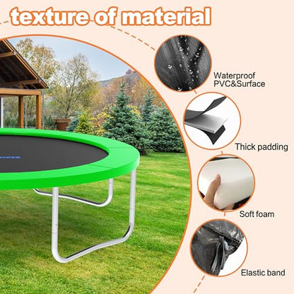 Trampoline Pad 10ft 12ft 14ft 15ft 16ft Trampoline Replacement Safety Pad, Waterproof and Tear-Resistant Safety Spring Cover Round Frame Pad, Trampoline Pad Replacement - color: Green, size: 14FT