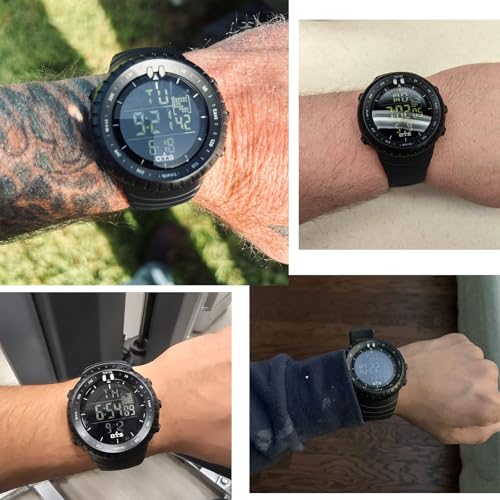 PALADA Men's Digital Sports Watch Waterproof Tactical Watch with LED Backlight Watches for Men - color: Black