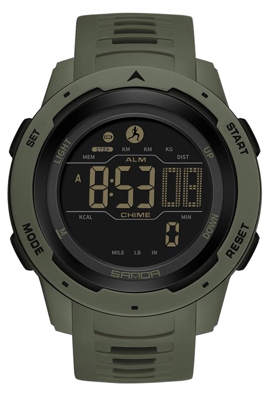 FANMIS Men's Digital Outdoor Sports Watch Pedometer Watch Water Resistant - color: Green