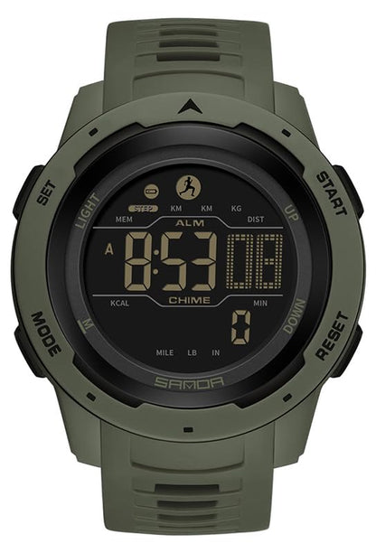 FANMIS Men's Digital Outdoor Sports Watch Pedometer Watch Water Resistant - color: Green
