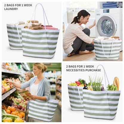 KALIDI Beach Tote Bag Women Large Waterproof Sandproof Shoulder Handbags - color: #2 Green+green