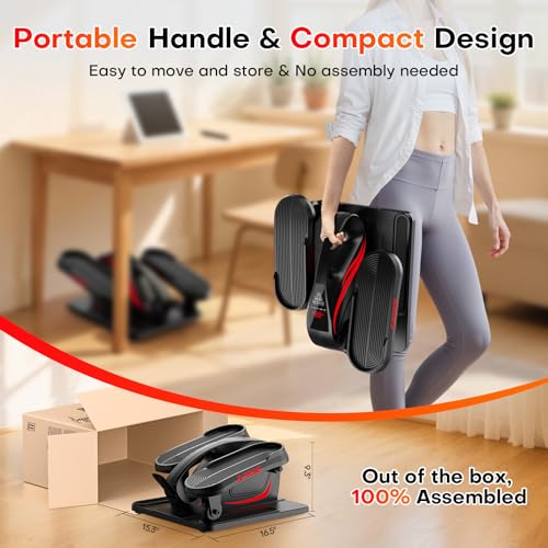 Under Desk Elliptical Machine, Electric Elliptical Leg Exerciser While Sitting for Seniors with Upgraded 15 Speeds & 12 Auto Mode, Forward & Reverse Direction, Quiet Portable Seated Pedal Exerciser