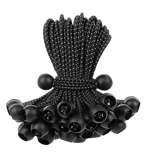 15 Inch Bungee Balls Ties,50 PCS Ball Bungee Cords Heavy Duty Elastic Cord Ball Bungee Canopy Tarp Tie Bungee with Balls for Camping, Shelter,Cargo,Tent Poles UV Resistant - size: 15 Inch