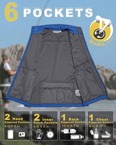 33,000ft Men's Windproof Lightweight Golf Vest Outerwear Sleeveless Jacket - color: Azure, size: X-Large