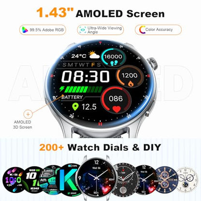 Smart Watch for Men Women Fitness: Make Answer Call Running Digital Mens Watches Waterproof Smartwatch Android Phone iPhone Samsung Compatible Heart Rate Sleep Monitor - color: Silver