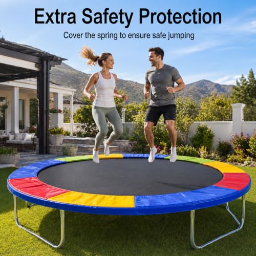 14FT Trampoline Replacement Safety Pad, Waterproof Foam Spring Cover, Tear-Resistant Edge Pad, Easy Install Spring Protection Cover (Multicolour)