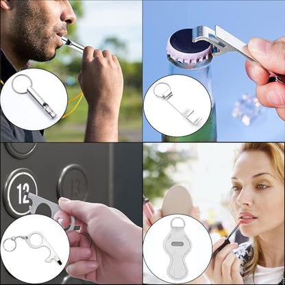 QINER Safety Keychain Set for Women, Safety Keychain Set with Personal Alarm, 9 Pcs Protective Accessories for Women - color: Silver