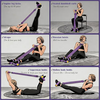 Upgraded Pedal Resistance Band with 4x25 lbs Resistance Tubes Multifunction Home Gym Workout Equipment for Sit Up & Calves Back ABS Leg Hip Arm Exercise - color: Black+Red