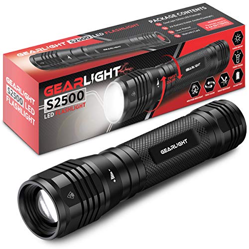 LED Flashlight High Lumens, Tactical Flashlight Battery Powered (Batteries Not Included), Bright Handheld Flashlight for Camping, Hunting, Home, Security, Hiking, Walking at Night & Emergency Use - color: S2500 Black, size: Battery Powered