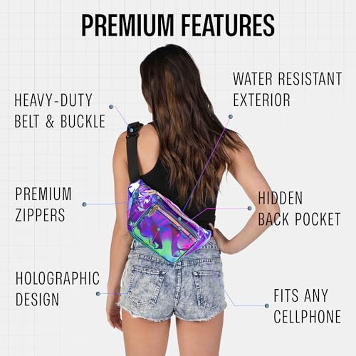 SoJourner Waterproof Holographic Fanny Pack, Transparent Purple - color: Transparent - Purple