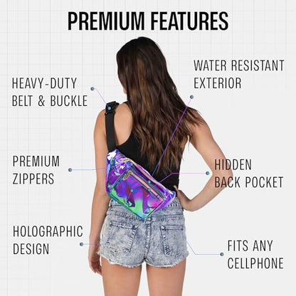 SoJourner Waterproof Holographic Fanny Pack, Transparent Purple - color: Transparent - Purple