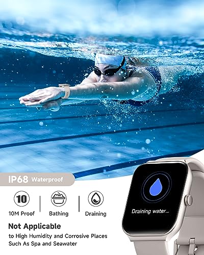 1.95" Smart Watch for Women with ALEXA, Fitness Watch for Android iOS Phone - color: Beige