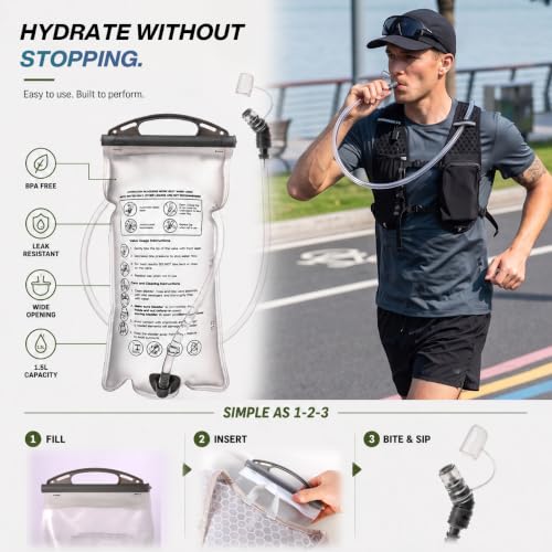 Running Vest with 2L Hydration Bladder Lightweight Pack - color: Black