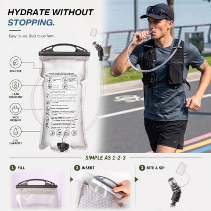Running Vest with 2L Hydration Bladder Lightweight Pack - color: Black