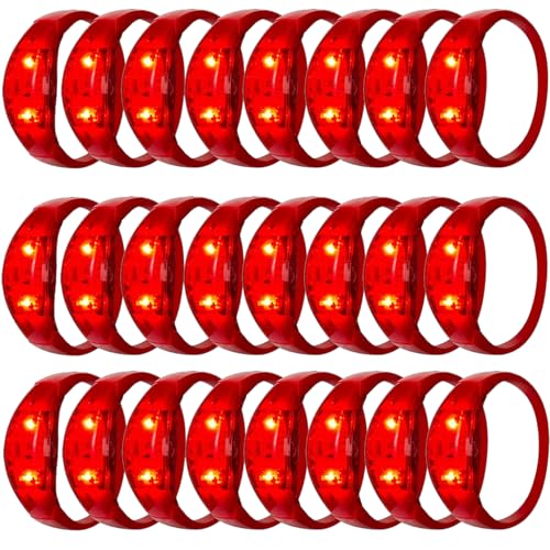 100 Pcs LED Bracelets Sound Activated with Flashing LED Strobe Music Control Light Up Bracelets for Rave, Game Prizes, Birthday Party Favor,Valentine's Day gift - color: Red