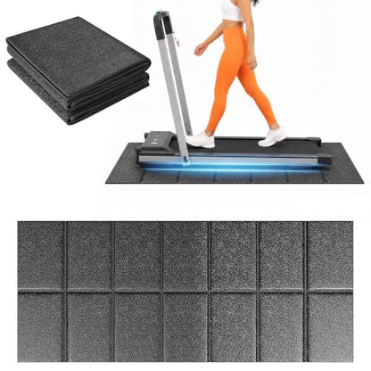 Foldable Rubber Treadmill Mat - Exercise Bike Mat with Waterproof - size: 68"L x 26.8"W x 0.2"Th