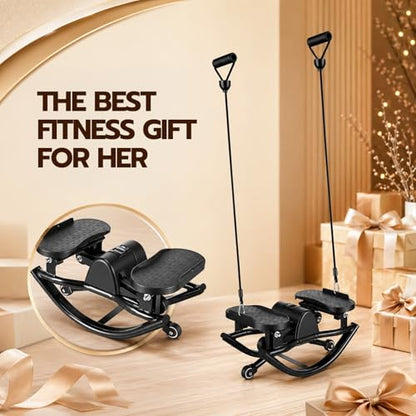 Rock Stepper Side to Side Lateral Motion Machine – Low-Impact Home Workout, Full-Body Engagement, Adjustable Resistance Bands + Digital Monitor, No Assembly Needed, Supports 250 lbs