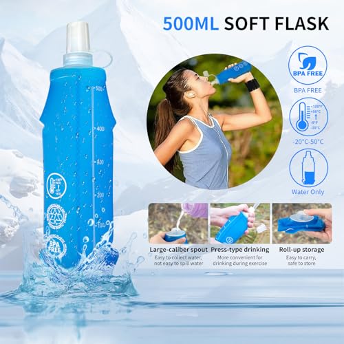 Hydration Running Vest for Women Men,Lightweight Breathable Reflective Hydration Pack with 500ml Water Bottle,Hydration Vest Pack Backpack for Hiking,Camping,Trail Running,Cycling,Race,Marathon - color: 673RV-Blue
