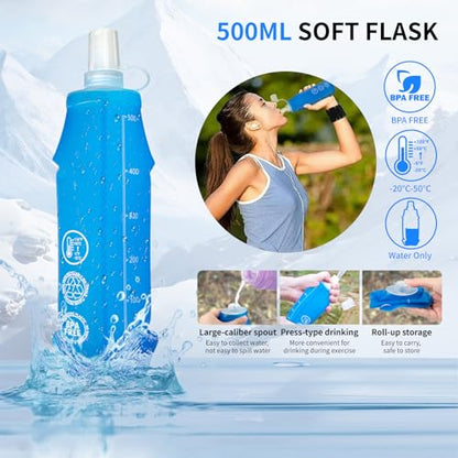 Hydration Running Vest for Women Men,Lightweight Breathable Reflective Hydration Pack with 500ml Water Bottle,Hydration Vest Pack Backpack for Hiking,Camping,Trail Running,Cycling,Race,Marathon - color: 673RV-Dark blue