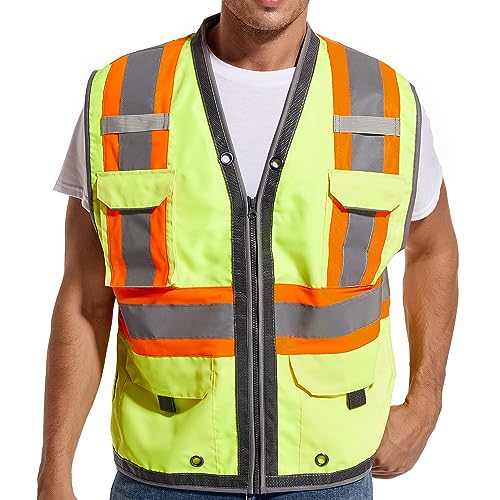 ArcRidge Reflective Safety Vest for Men and Women - Class 2 High Visibility Construction Vest - Dual Tone Reflective Strips - size: 3X-Large