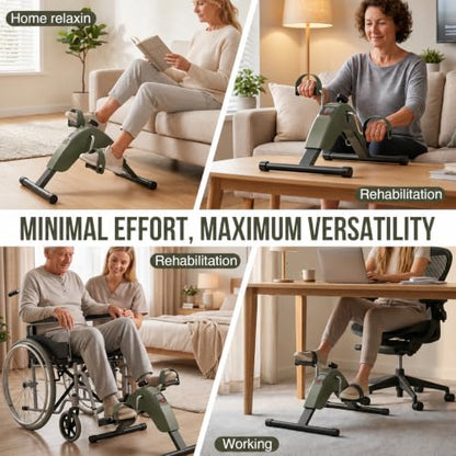 Under Desk Bike Pedal Exerciser for Arms and Legs, Foldable Mini Exercise Bike with LCD Display and Adjustable Resistance for Home and Office - color: Green