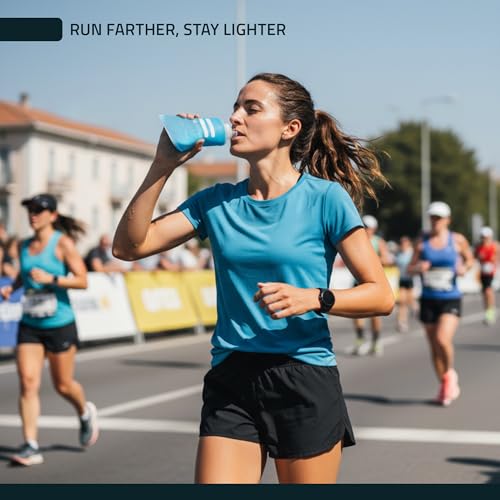 FITLY FLASKS Combo - 3 Handheld Soft Flask, Collapsible Water Bottles for Running, Marathon, Hiking, Cycling (5 oz, 8.5 oz, 13.5 oz / 150-250-400 ml) - color: Blue, style: Sporty