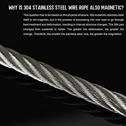 1/16 Wire Rope, 200FT 304 Stainless Steel Cable with 100Pcs Crimp Sleeves, Aircraft Grade, 7x7 Strand, 368lbs Breaking Strength, for Garden Trellis, Clothesline, Railing,Trellis - size: 200 ft