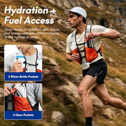 Haimont 5L Trail Running Hydration Vest with Soft Flasks - color: Orange, size: Large