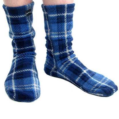 Polar Feet Fleece Socks Extra Wide Stretchy with Nonslip Grip for Men Women - color: Flannel, size: Small