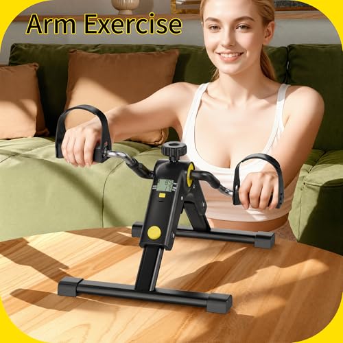 MOMODA Under Desk Bike Pedal Exerciser with LCD Display Portable Mini Exercise Bike for Arm and Leg - color: Black