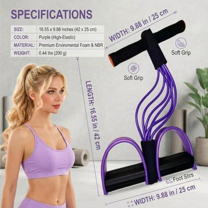 Multifunction Pedal Resistance Band with Handles - color: Purple & Black