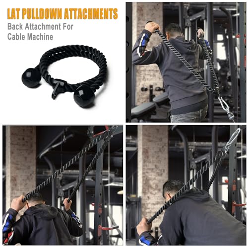 Long Tricep Rope, Rope Pull Down Attachment 47 55 63Inch Length Long, Tricep Rope Cable Attachment, Tricep Pull Down Rope for Home Gym Pulley System,Cable Machine Attachment - color: Length 63''