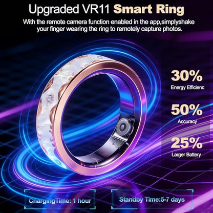 Smart Ring Health Tracker for Women & Men Fitness Tracker Ring White 9# - color: White, size: 9#