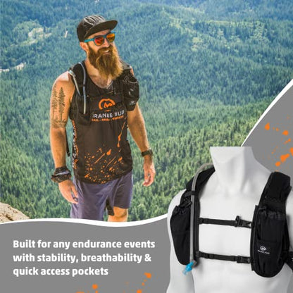 Orange Mud Endurance Pack V3.0 Running Vest – 2L Hydration Backpack for Trail Running, Hiking & Cycling – Lightweight, Breathable Mesh, Gear Pockets, Trekking Pole Loops - color: Black