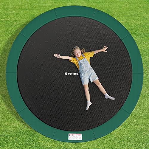 SONGMICS Replacement Trampoline Safety Pad Mat, 10ft 12ft 14ft 15ft Standard Size, Spring Cover, UV-Resistant, Tear-Resistant, Edge Protection - color: Dark Green, size: 12FT, style: Removable