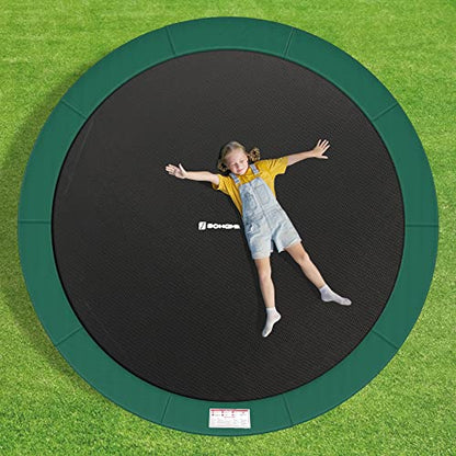SONGMICS Replacement Trampoline Safety Pad Mat, 10ft 12ft 14ft 15ft Standard Size, Spring Cover, UV-Resistant, Tear-Resistant, Edge Protection - color: Dark Green, size: 12FT, style: Removable
