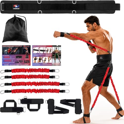 150lbs Boxing Resistance Bands Set with Belt & Wrist/Ankle Straps for MMA