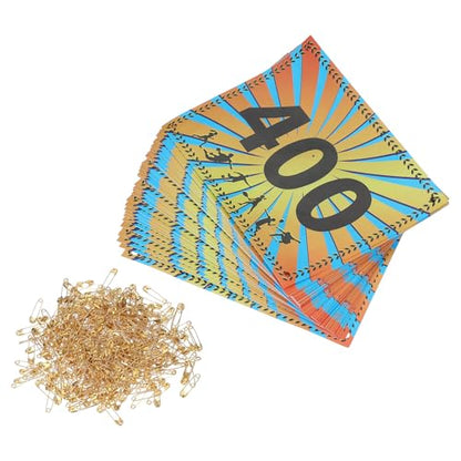 PATIKIL Tearproof Running Bib Numbers, Wheat Ears Waterproof Race Competitor Numbers with Safety Pin for Marathon Sports Game Competition Runner - style: 301-400