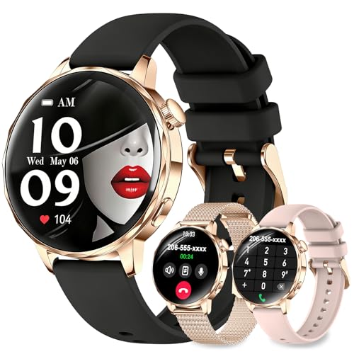 Smart Watches for Women, 1.27'' Smart Watch (Answer/Make Calls) Compatible with iPhone/Android Phones, IP68 Waterproof Fitness Tracker Watch with Sleep Monitor,100+ Sports Modes (Black) - color: Black
