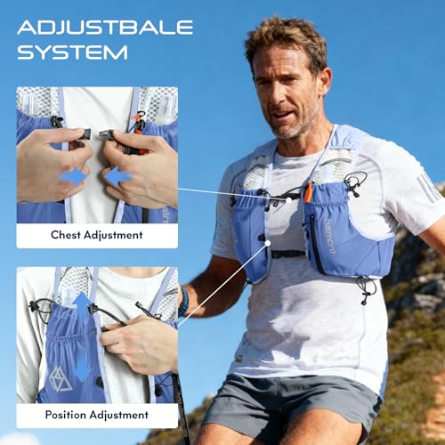 Haimont 10L Trail Running Hydration Vest with Soft Flasks - color: Blue, size: Small