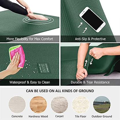 GXMMAT Large Yoga Mat 12'x6'/10'x6'/6'x8'(7mm) - color: Green Jasper, size: 6*10 FT