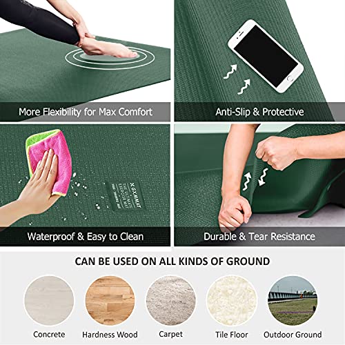 GXMMAT Large Yoga Mat 12'x6'/10'x6'/6'x8'(7mm) - color: Green Jasper, size: 6*12 FT