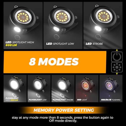 HOKOILN Clip On Hat Light 2-Pack, Rechargeable LED Cap Light & Headlamp
