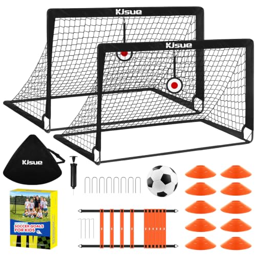 Soccer Goal, Kids Soccer Goals for Backyard Set of 2, Pop Up Soccer Net - color: Black, size: 6X4 FT