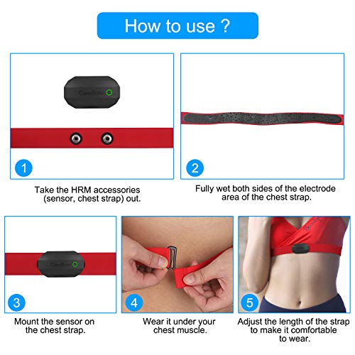 COOSPO Bluetooth Heart Rate Monitor Chest Strap H808S, ANT+ BLE HR Monitor Chest, HRM IP67 Waterproof, 300H Battery Life - color: Black Red