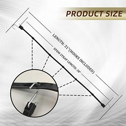 ROBLOCK Adjustable 31" Rubber Tarp Straps with 150% Max Stretch, 100% EPDM Bungee Cords with Metal Crimped S Hooks, Ideal for Securing Tarps, Cargo, Canvases, Weatherproof (10 Pack) - size: New Model Adjust 31"(pack of 10)