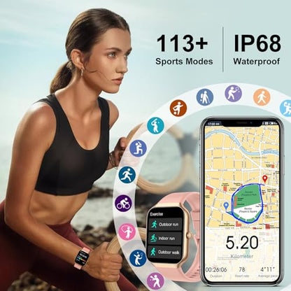 Jugeman Smart Watch for Women, 1.96" HD Smartwatch (Answer/Make Call) Pink - color: shocking pink