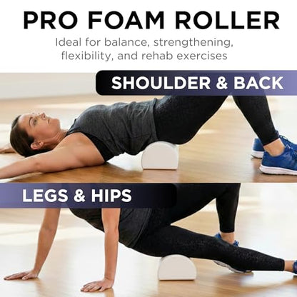 THERABAND Pro Foam Roller, Half Round, 6" x 36", Deep Tissue Massage, White - size: 6" x 36" - Half- Round